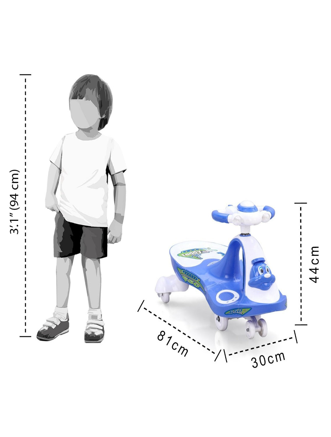 Musical Baby Swing Car With Teddy Face (Blue)