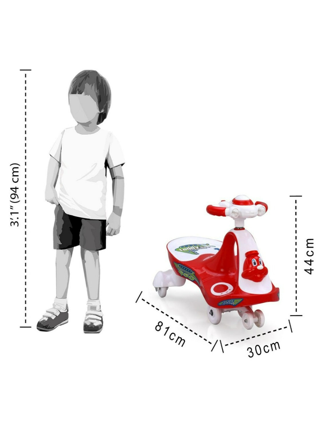Musical Baby Swing Car With Teddy Face (Red)