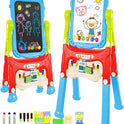 Educational Easel for Kids, Adjustable Standing Art Easel for Toddler, Double Magnetic Drawing Board with Painting Accessories
