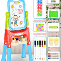 Educational Easel for Kids, Adjustable Standing Art Easel for Toddler, Double Magnetic Drawing Board with Painting Accessories