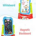 Educational Easel for Kids, Adjustable Standing Art Easel for Toddler, Double Magnetic Drawing Board with Painting Accessories