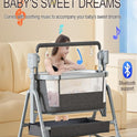 Premium Baby Cradle 3 in 1 Electric Bedside Crib Baby Swing Cot, 5-gear Microwave Adjustable Rocking Bedside Cribs