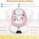 Electric Baby Swing with Bluetooth, Remote Control, Music, 5 Swing Speeds, Harness - For Infants