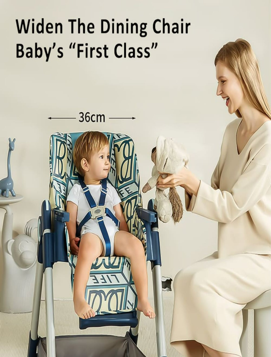 High Chair with heigh Adjustment and Wheels dimentisons
