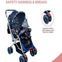 FIRSTCRAWL BABY STROLLER WITH MOSQUITO NET & REVERSIBLE HANDLE - SUNSHINE BLUE