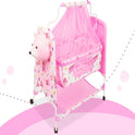 Teddy Print Cradle With Mosquito Net PINK