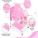 Teddy Print Cradle With Mosquito Net PINK