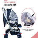 FIRSTCRAWL BABY STROLLER WITH MOSQUITO NET & REVERSIBLE HANDLE - GRAY BUNNY