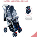 FIRSTCRAWL BABY STROLLER WITH MOSQUITO NET & REVERSIBLE HANDLE - GRAY BUNNY