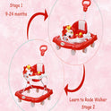 Height Adjustable Musical Walker With Parental Handle (BJ 301-H RED)